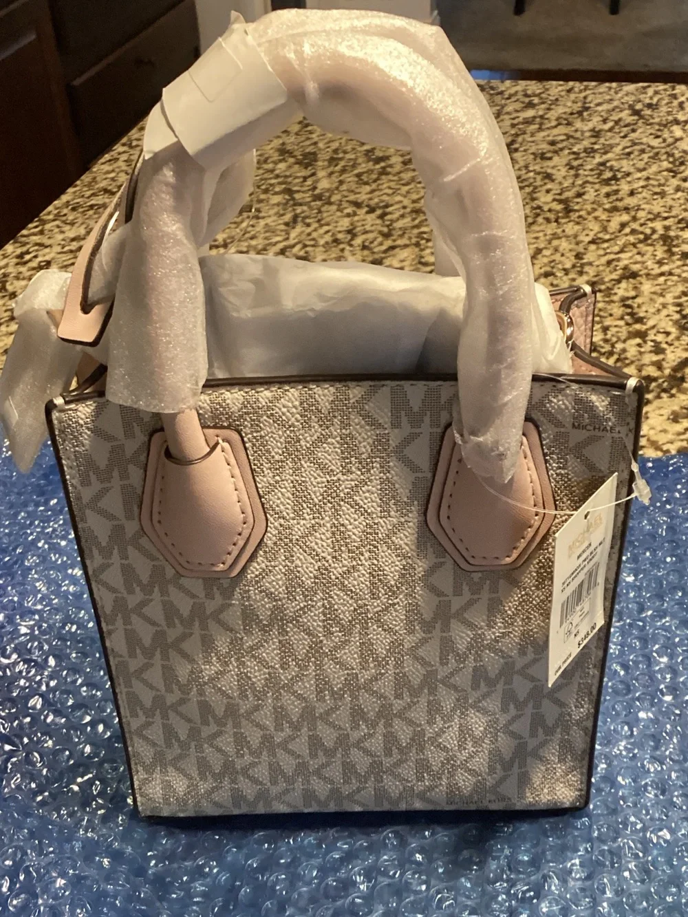 Michael Kors Pink Logo-Print Mini Tote 9.5” H x14 Wx5” D
